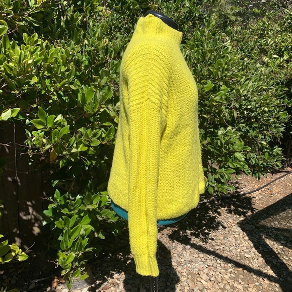 Anthropologie Sweater XS Yellow Oversized Funnel Neck Pullover Knit Top - Picture 8 of 11